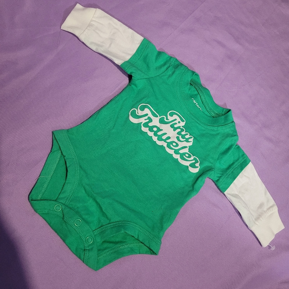 Tiny Traveler Green Baby Onesie